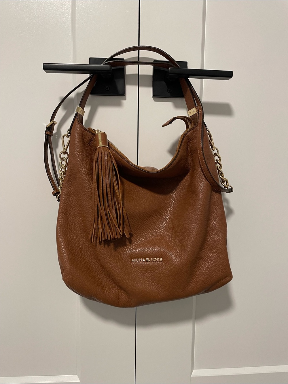 Michael Kors Brown Pebbled Leather Shoulder Bag